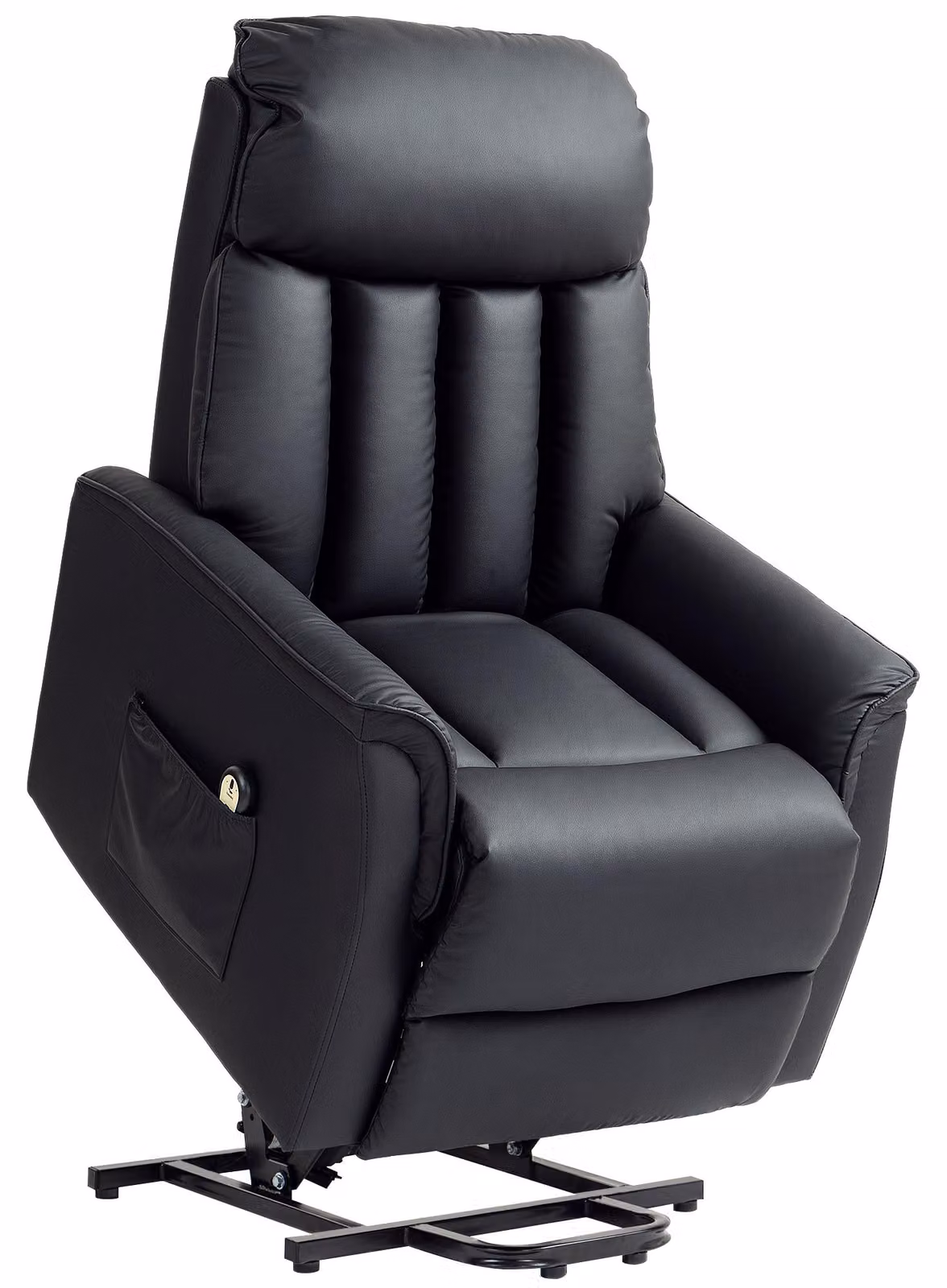 Poltrona elettrica con funzione di sollevamento, poltrona TV, poltrona con ausilio per alzarsi, funzione reclinabile, ecopelle, 80 x 94 x 104 cm, nero