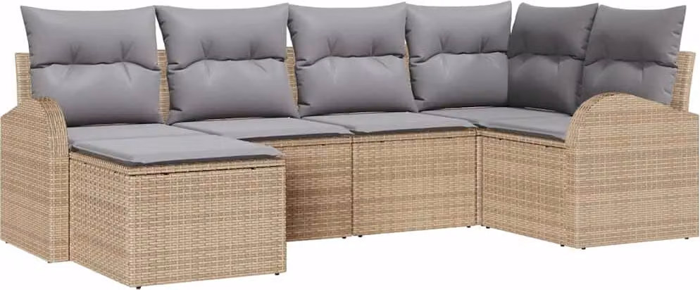 Set Divano da Giardino 6 pcs Beige polyrattan