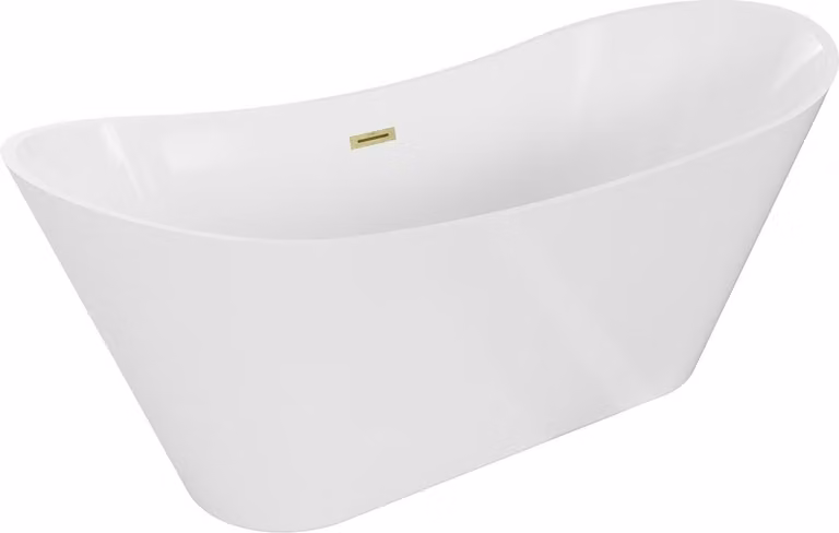Mexen Celia vasca da bagno indipendente 170 x 75 cm, bianca, troppopieno oro spazzolato - 52331707500-55