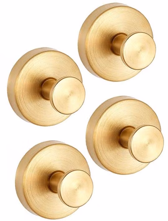 Set di 4 ganci appendiabiti in acciaio inossidabile, scivolo per doccia con ugello, color oro