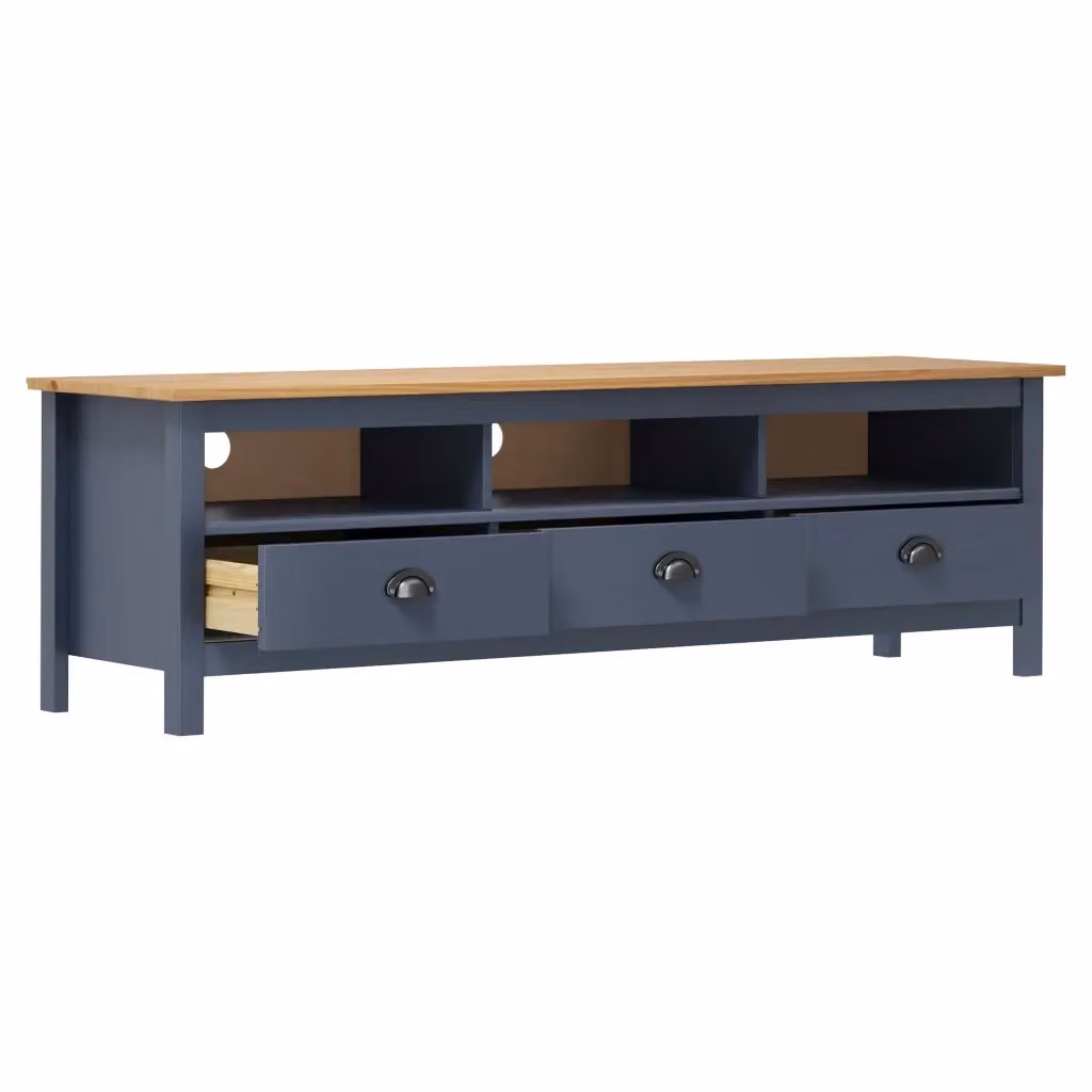 Mobile Porta TV Hill vidaXL in Legno di Pino Grigio e Marrone L: 158 cm, P: 40 cm, H: 47 cm – 2