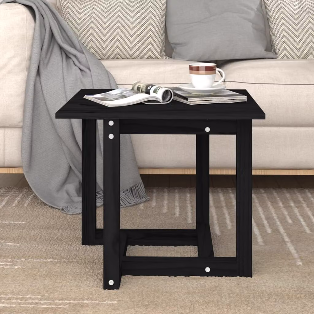 Maison Exclusive - Tavolino nero 50x50x45 cm in legno massello di pino