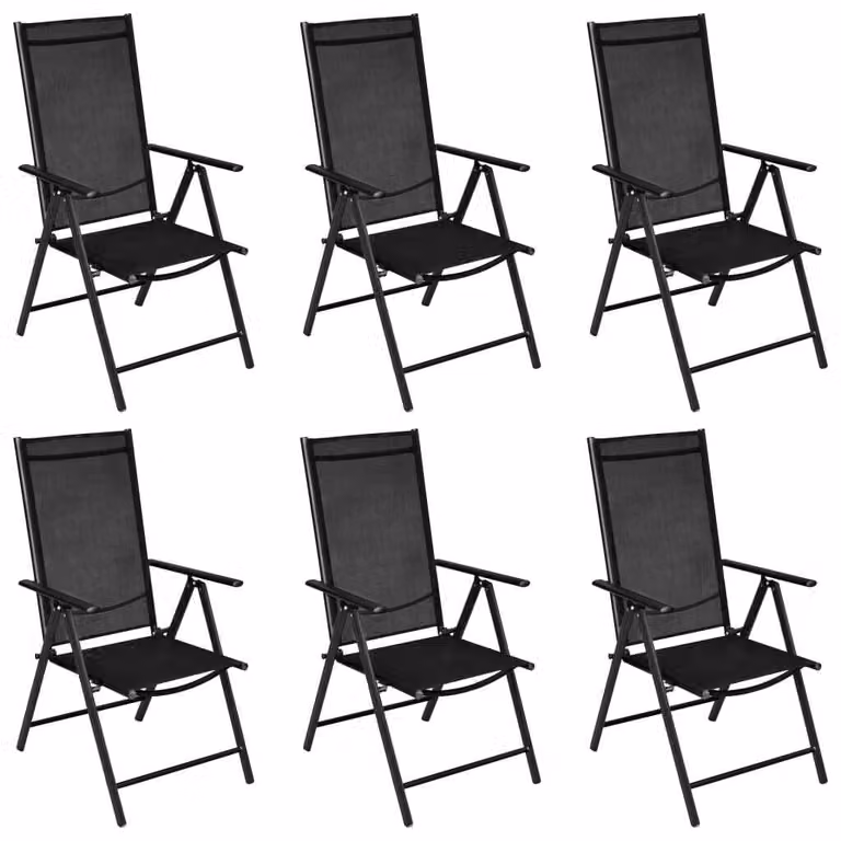set da pranzo da giardino 7 pezzi alluminio nero