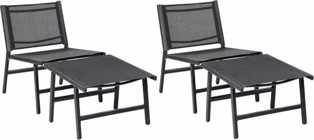 Set di 2 sedie da giardino BELIANI con seduta in textilene nero e struttura in alluminio verniciato a polvere, design moderno per esterni