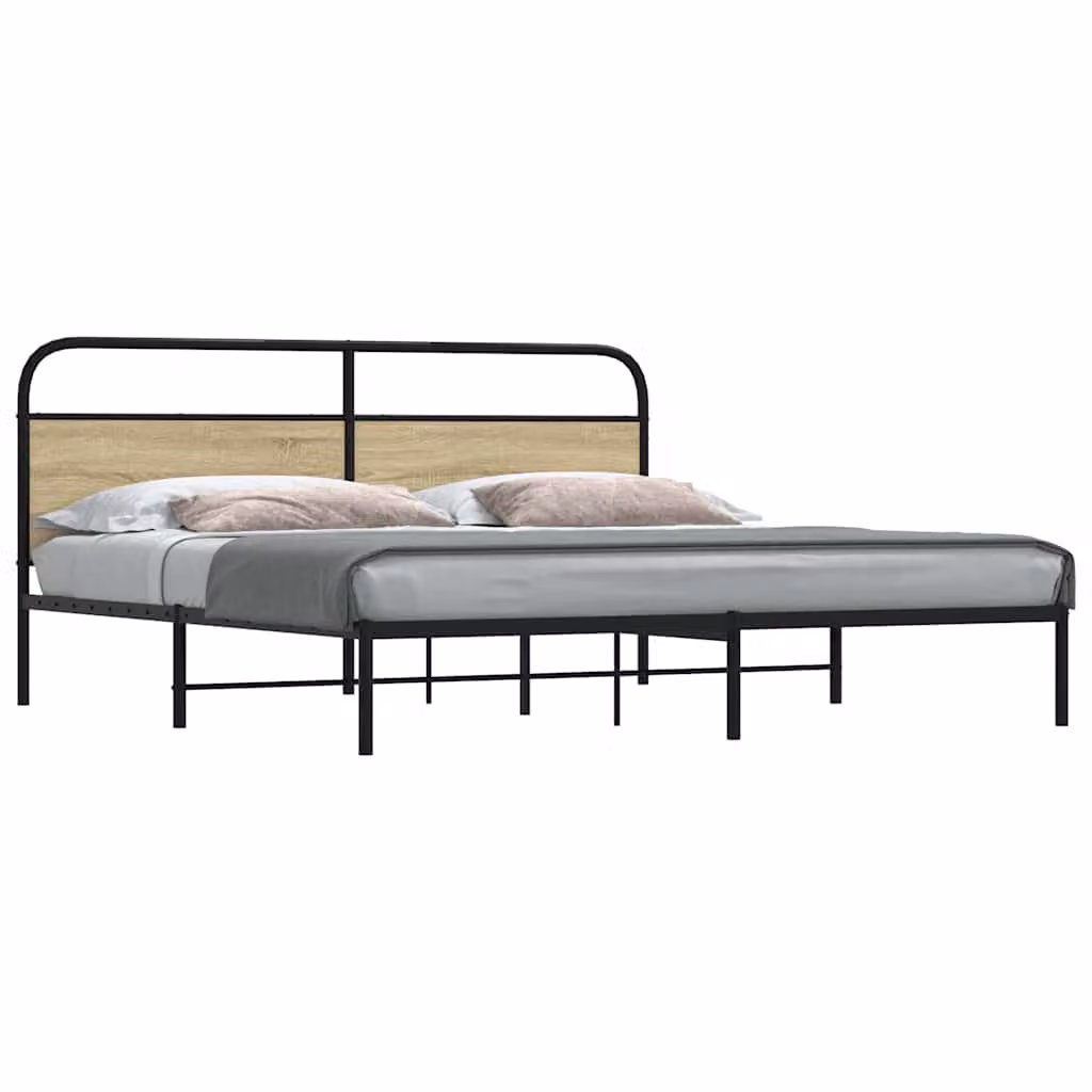 Giroletto vidaXL in metallo color rovere sonoma senza materasso L: 187 cm, P: 100 cm, H: 219 cm