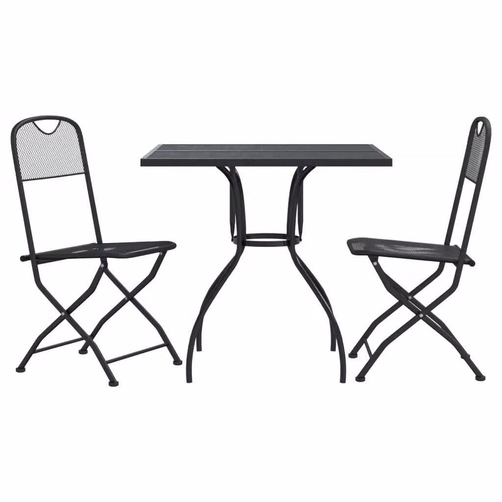 Set da pranzo da giardino vidaXL in metallo antracite composto da 3 pezzi – 2