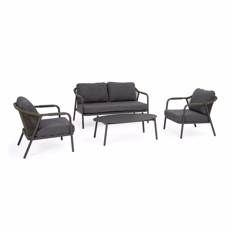 Set salotto da giardino VEJER con cuscini e struttura antracite