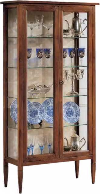 Vetrina classica Mobili 2G con 2 ante in vetro e legno faggio, finitura beige e marrone, L: 86 cm, P: 36 cm, H: 170 cm – 4