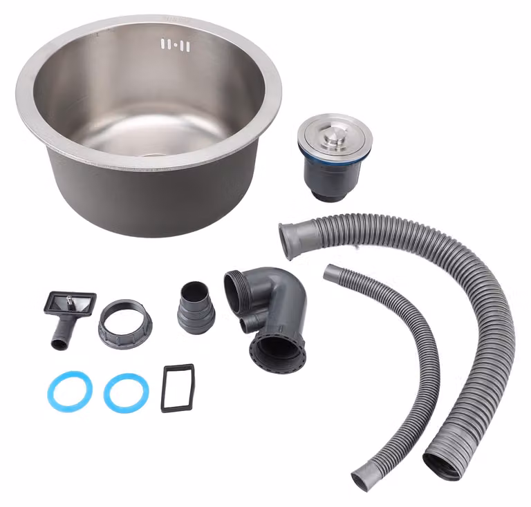 Lavello da cucina in acciaio inossidabile 304 spazzolato, con un solo vano, resistente alla ruggine, forma rotonda, ideale per bar domestici, diametro 36 cm