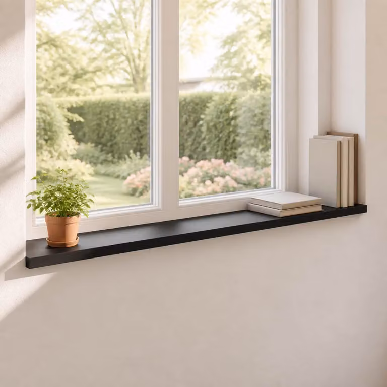 Set di 2 soglie per finestre vidaXL in legno, colore nero, L 110 cm x P 25 cm x H 2 cm