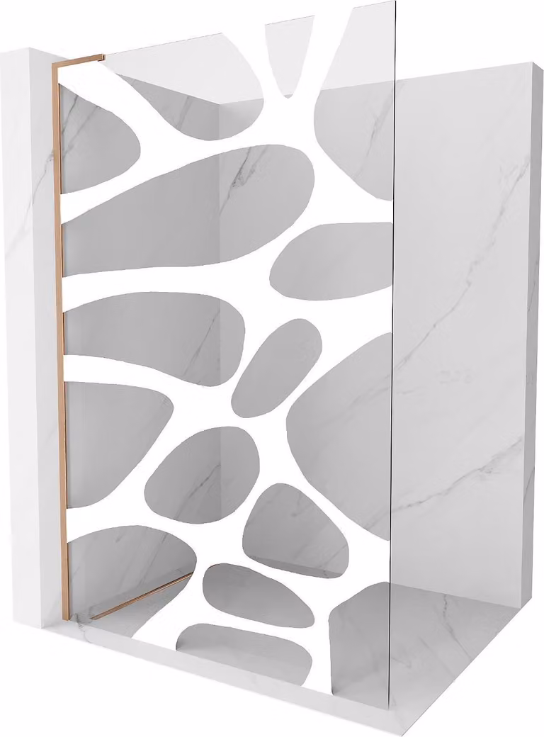 Mexen Kioto L parete doccia Walk-in 90 x 200 cm, onda bianca, rame spazzolato - 800-090-103-65-97
