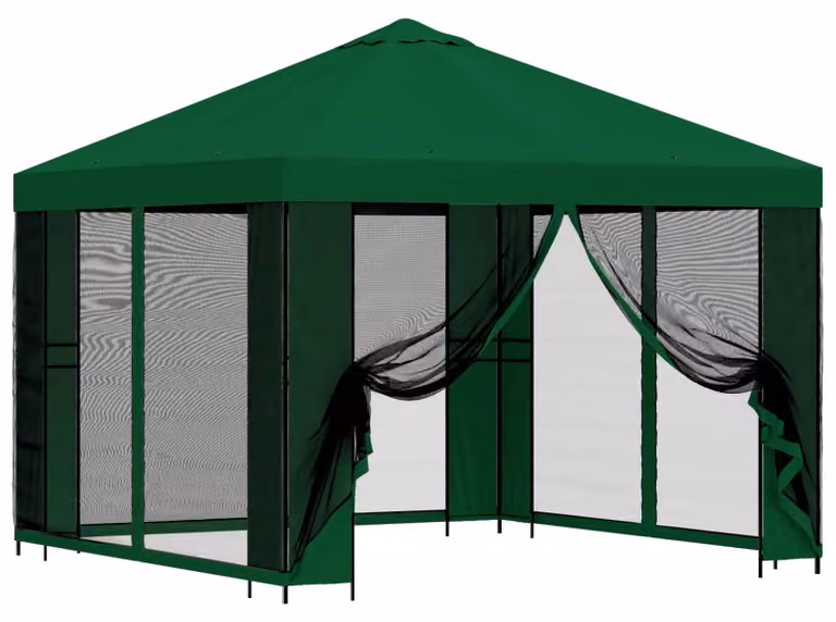 Gazebo da giardino con pareti laterali 3 x 3 m Verde