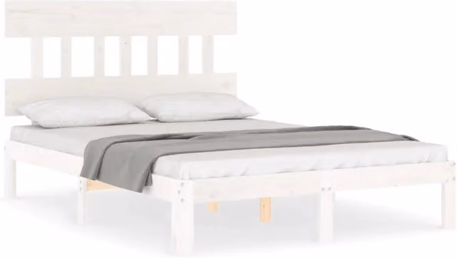 Letto matrimoniale Design In in legno massello di pino bianco laccato L/P/H: 193.5 x 143.5 x 140 cm