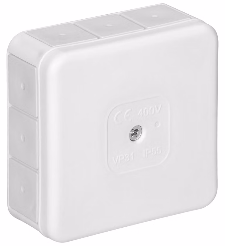 Contenitore esterno impermeabile, grado di protezione IP55, dimensioni 85x85x37 mm, scatola di derivazione per cavi