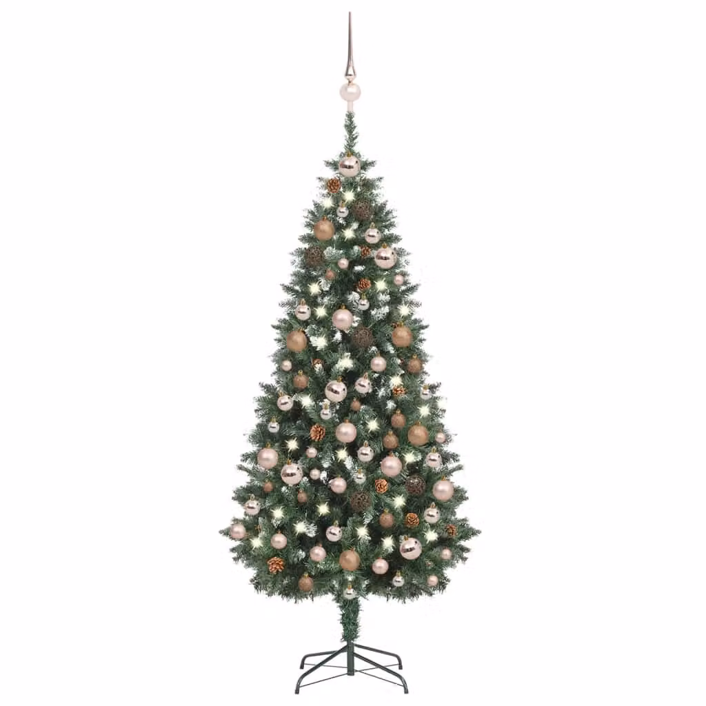 Maison Exclusive - Albero di Natale artificiale con luci, decorazioni a forma di palline e pigne, altezza 180 cm