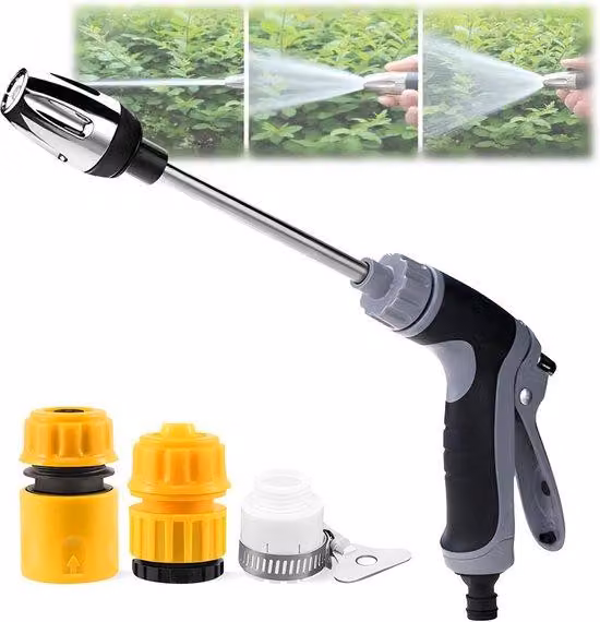 Pistola a getto d'acqua ad alta pressione - Pistola per idropulitrici - Accessori per idropulitrici - Adatta per giardino e auto - Con 3 connettori
