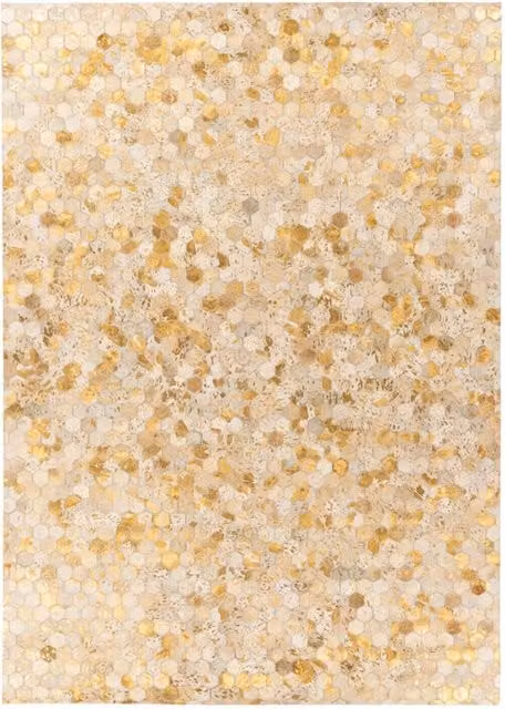 Tappeto di design Ravi Gold in pelle fatta a mano 120x170 cm