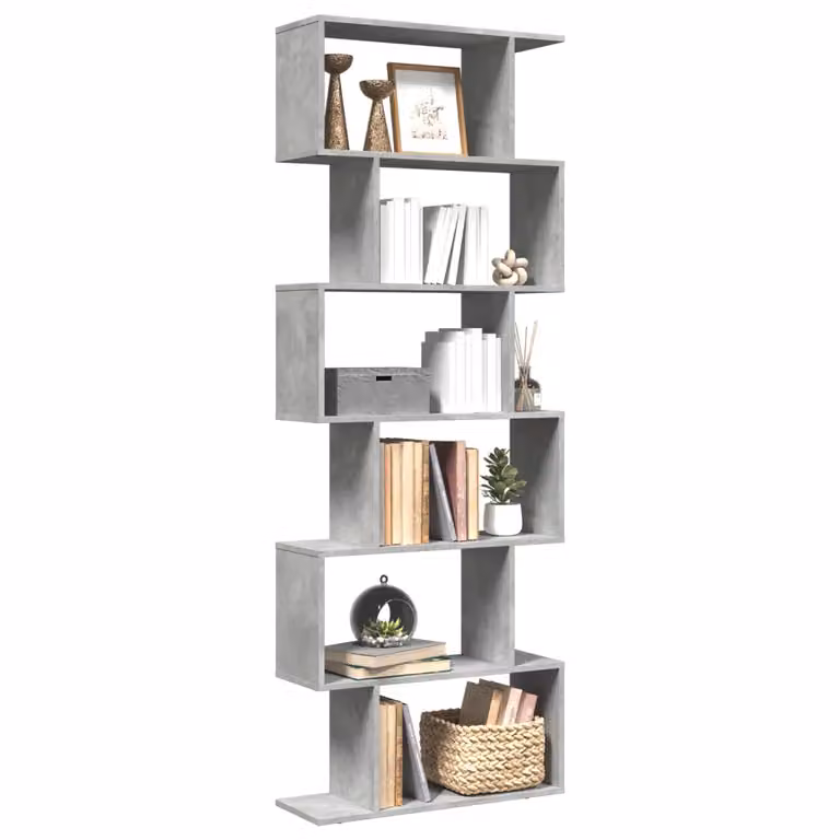 Libreria Divisorio vidaXL a 6 Piani in MDF Grigio Opaco L: 70 cm, P: 24 cm, H: 193 cm