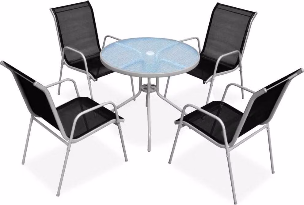 Maison Exclusive - Set da giardino in acciaio nero, composto da 5 pezzi