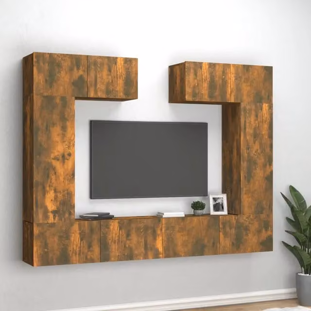 Set di Mobili Porta TV 6 pz-Credenza per TV Rovere Fumo in Legno Multistrato 655362