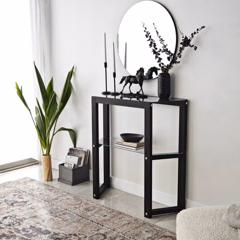 Skye Decor, Trapezoid - Antracite, Comò, 100% LEGNO MASSICCIO, Antracite, 85 x 31 x 85 cm