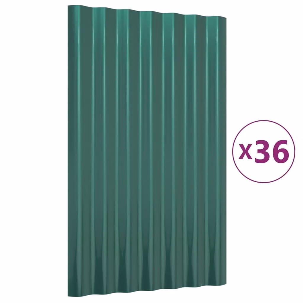 Pannelli Tetto 36pz Acciaio Zincato Verde 60x36 cm
