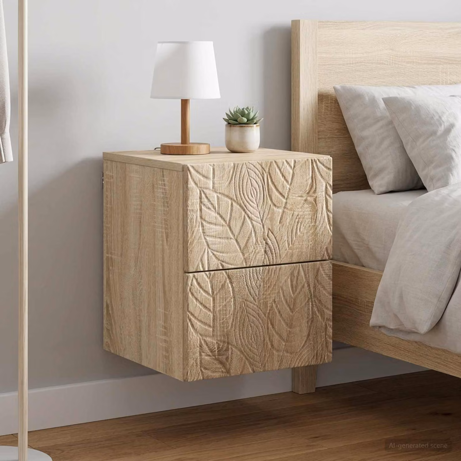 Set di 2 comodini sospesi vidaXL in Rovere Sonoma, L 34,5 cm x P 33 cm x H 40 cm