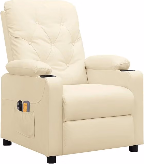 Divano Sedia-Poltrona Massaggiante Elettrica Crema Similpelle 931699