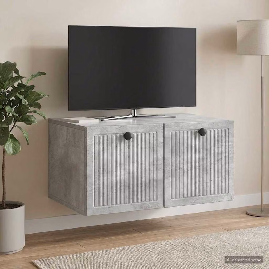 Mobile Porta TV da Muro vidaXL Moderno in MDF Grigio Cemento L: 59,5 cm, P: 41 cm, H: 30 cm