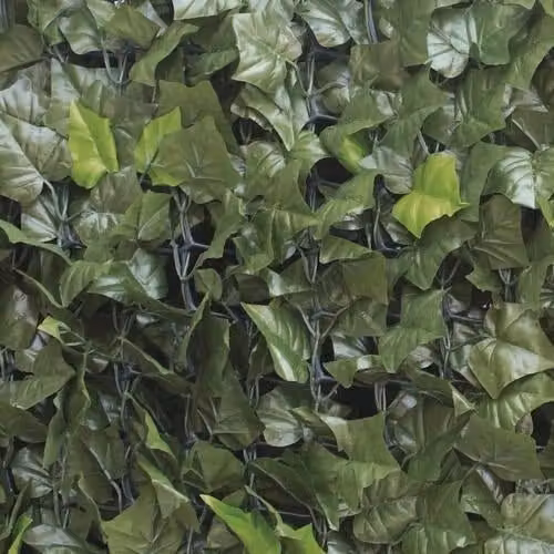 Siepe Sintetica Ornamentale per Terrazze e Giardino a Foglie di Edera H.1x20 mt Verde scuro