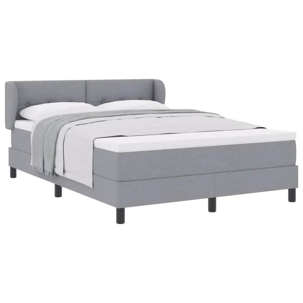 Letto a molle con testiera vidaXL in tessuto grigio L: 140 cm, P: 200 cm, H: 88 cm – 2