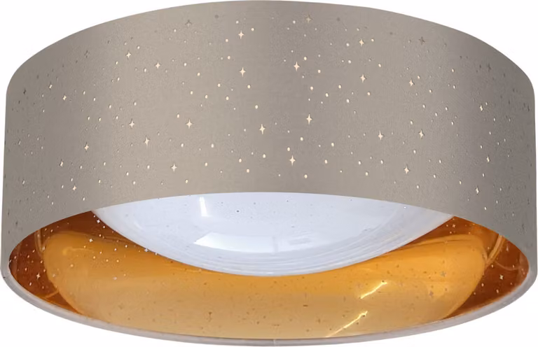 Plafoniera LED rotonda TULUZA color taupe-oro 18W, luce bianca neutra 1850 lm, plastica, dimensioni: 12x32x32 cm, IP20, Polux