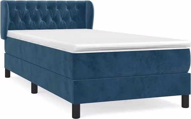 Letto singolo | Letto per adulti | Giroletto a Molle con Materasso Blu Scuro 100x200 cm in Velluto