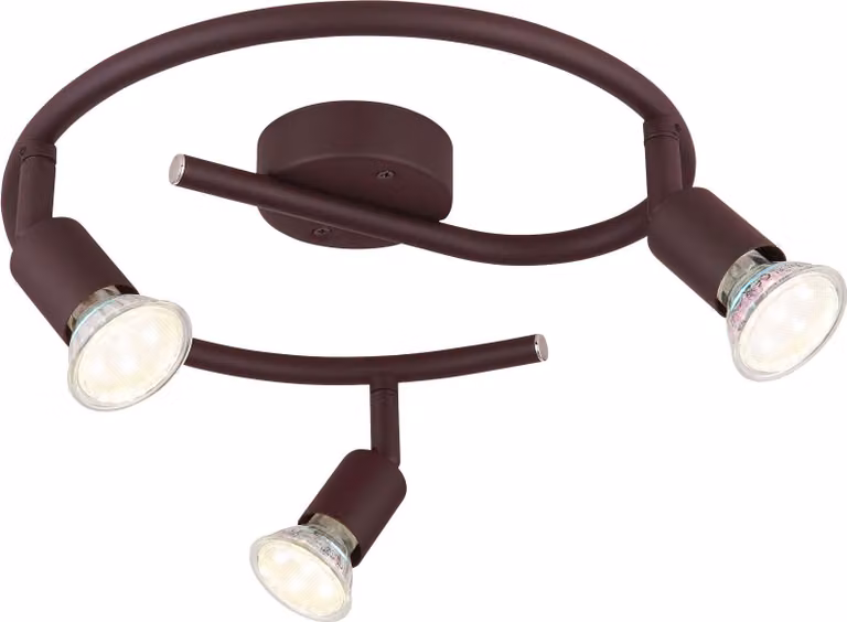 Globo Lighting plafoniera in metallo color ruggine, scuro, orientabile anche in ruggine, ø: 290mm, H: 150mm, incl. 3x GU10 LED 3W 230V, sorgente 250lm, potenza 250lm, 3000K
