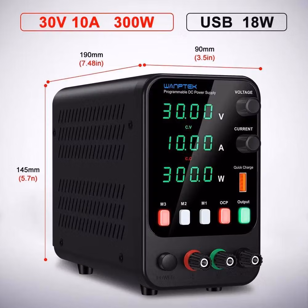 Alimentatore DC da laboratorio - APS 30V 10A 300W - Tensione regolabile da 0 a 30V - Corrente regolabile da 0 a 10A - Potenza di uscita 300W - Spina EU da 220V