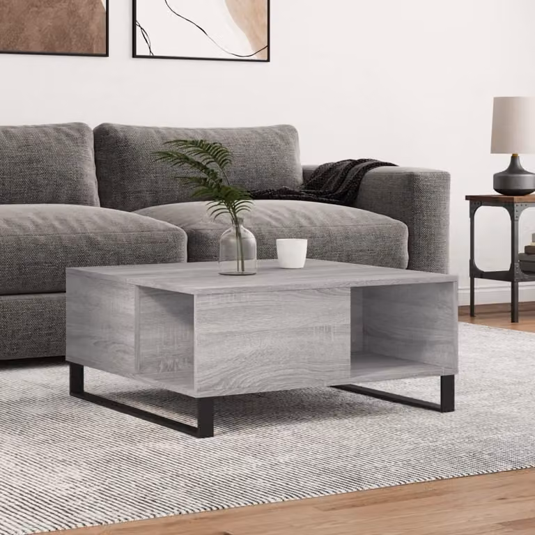 The Living Store Tavolino Grey Sonoma 80x80x36,5 cm Materiale a base di legno