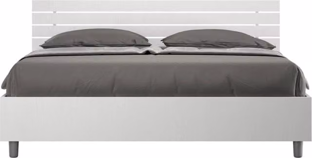 Letto Matrimoniale 160x200 cm con Rete Testata Doghe Dritta Ankel Bianco Frassino