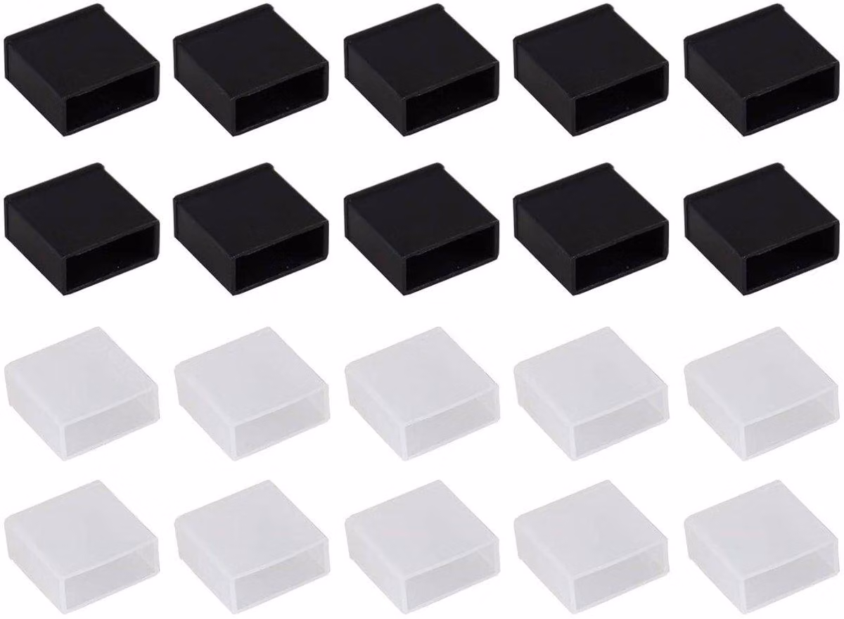 Tappi protettivi in plastica per connettori USB-A maschio - 20 pezzi - Copertura antipolvere - Neri e trasparenti