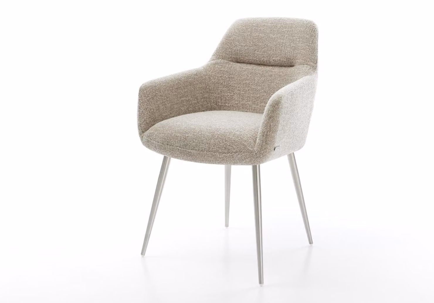 DELIFE sedia da pranzo Pejo-Flex tessuto Soft Beige 4 gambe con nucleo a molle tascabili coniche in acciaio inox