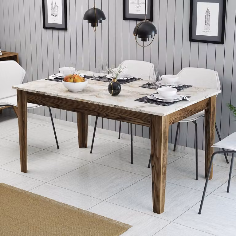 Skye Decor, Milano 515 - Noce, Bianco, tavoli da pranzo, noce, 145 x 75 x 88 cm