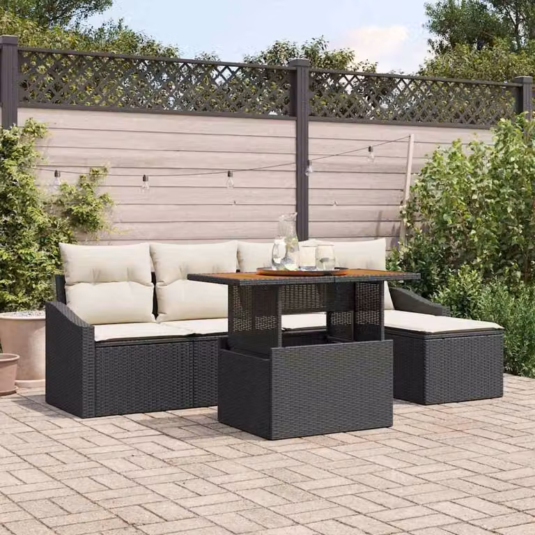 Maison Exclusive - Set da giardino composto da 6 pezzi, divano in rattan sintetico nero