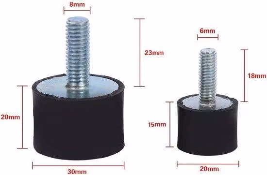 Set di ammortizzatori in gomma, 4 pezzi, M8/M6, insonorizzati, automatici, 20x23 mm