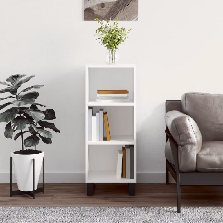 Credenza bianca vidaXL a parete in legno e metallo L: 34,5 cm, P: 32,5 cm, H: 90 cm