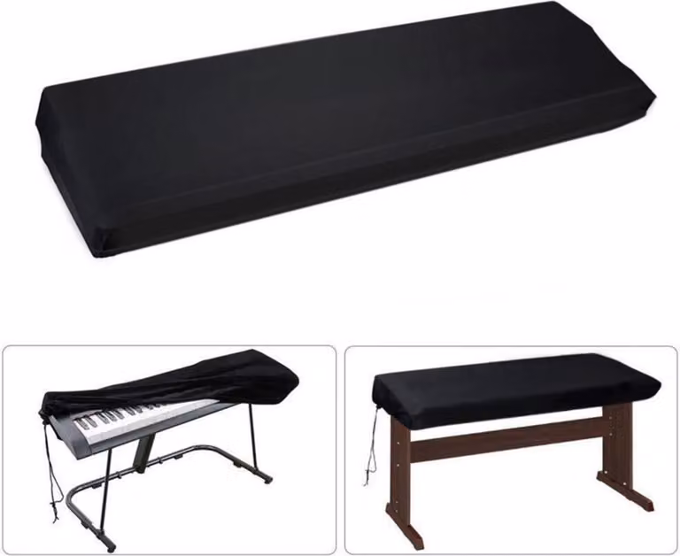 INF Copertura antipolvere per tastiera/tastiera di pianoforte Nero