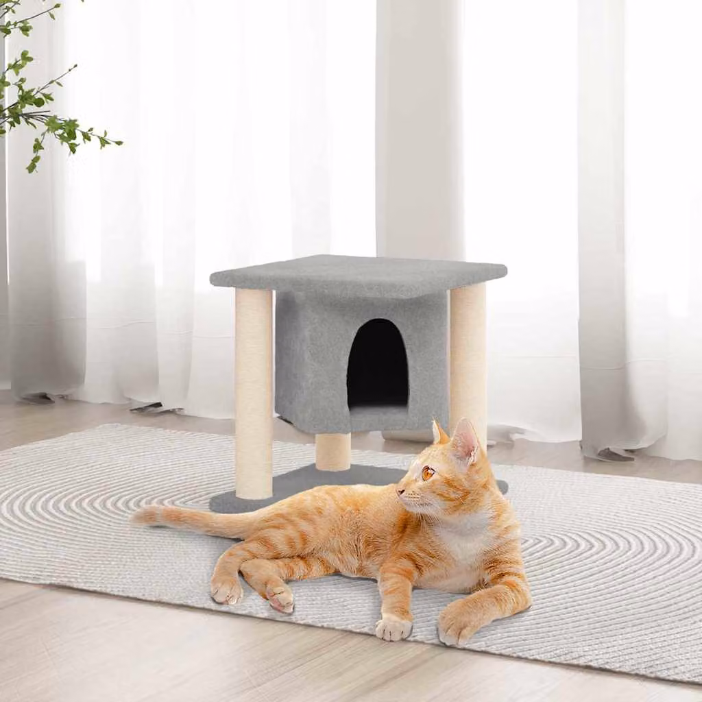 vidaXL Albero per Gatti con Tiragraffi in Sisal Grigio Altezza: 37 cm