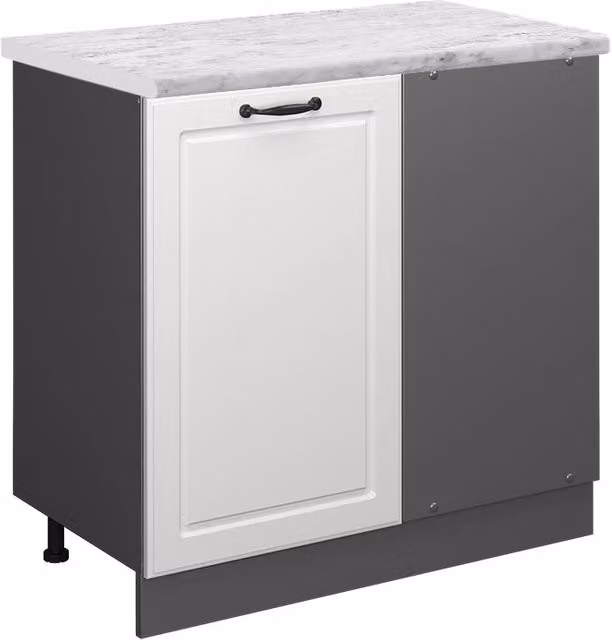 Mobile ad angolo cucina R-Line Bianco rustico/Antracite 86 cm PL Marmo Vicco