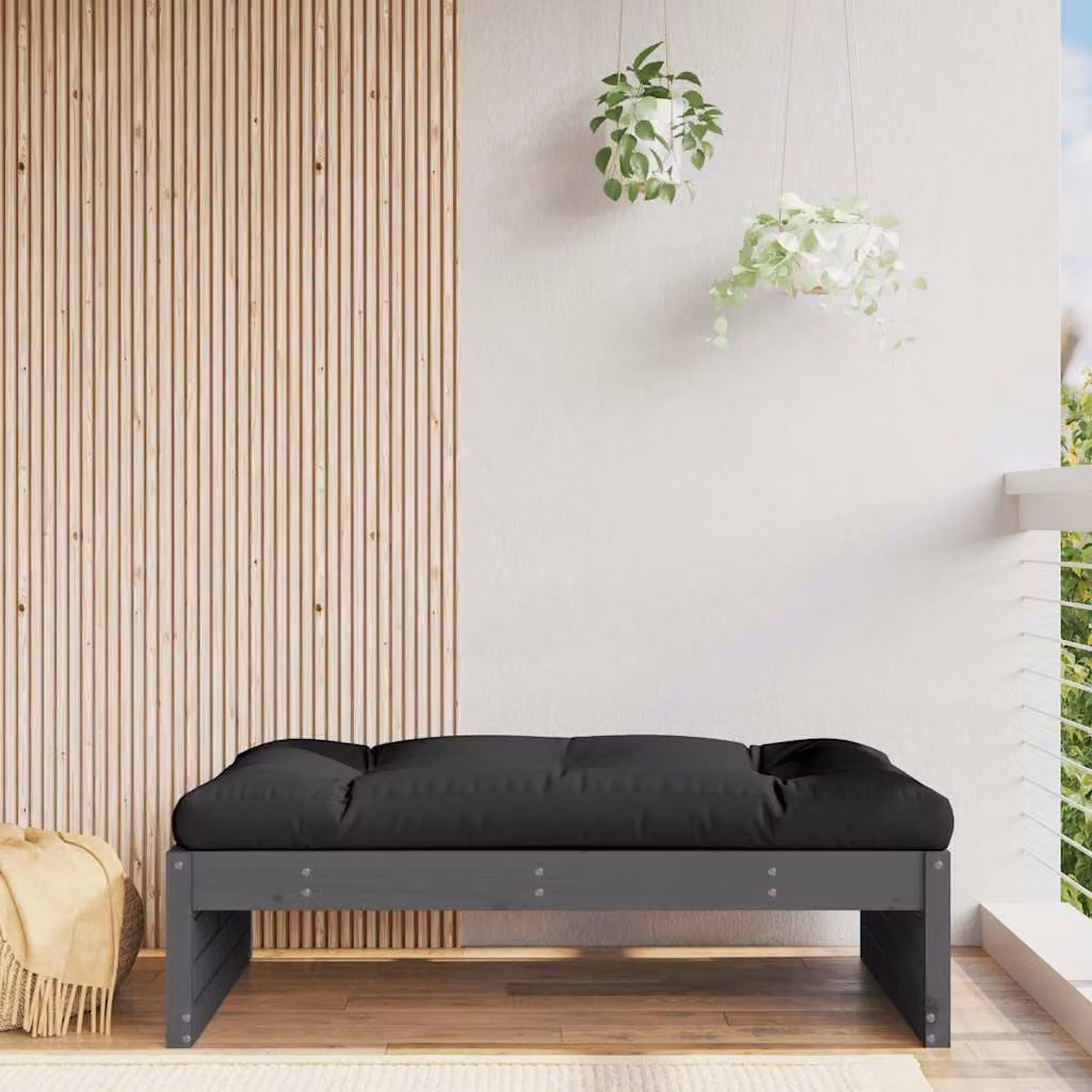 vidaXL Poggiapiedi da Giardino in Legno di Pino Massello Grigio L: 120 cm, P: 80 cm, H: 30 cm