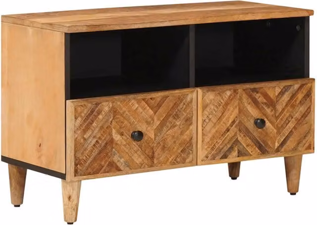 Armadio da soggiorno moderno vidaXL in legno di mango marrone con cassetto L: 70 cm, P: 33,5 cm, H: 46 cm – 1