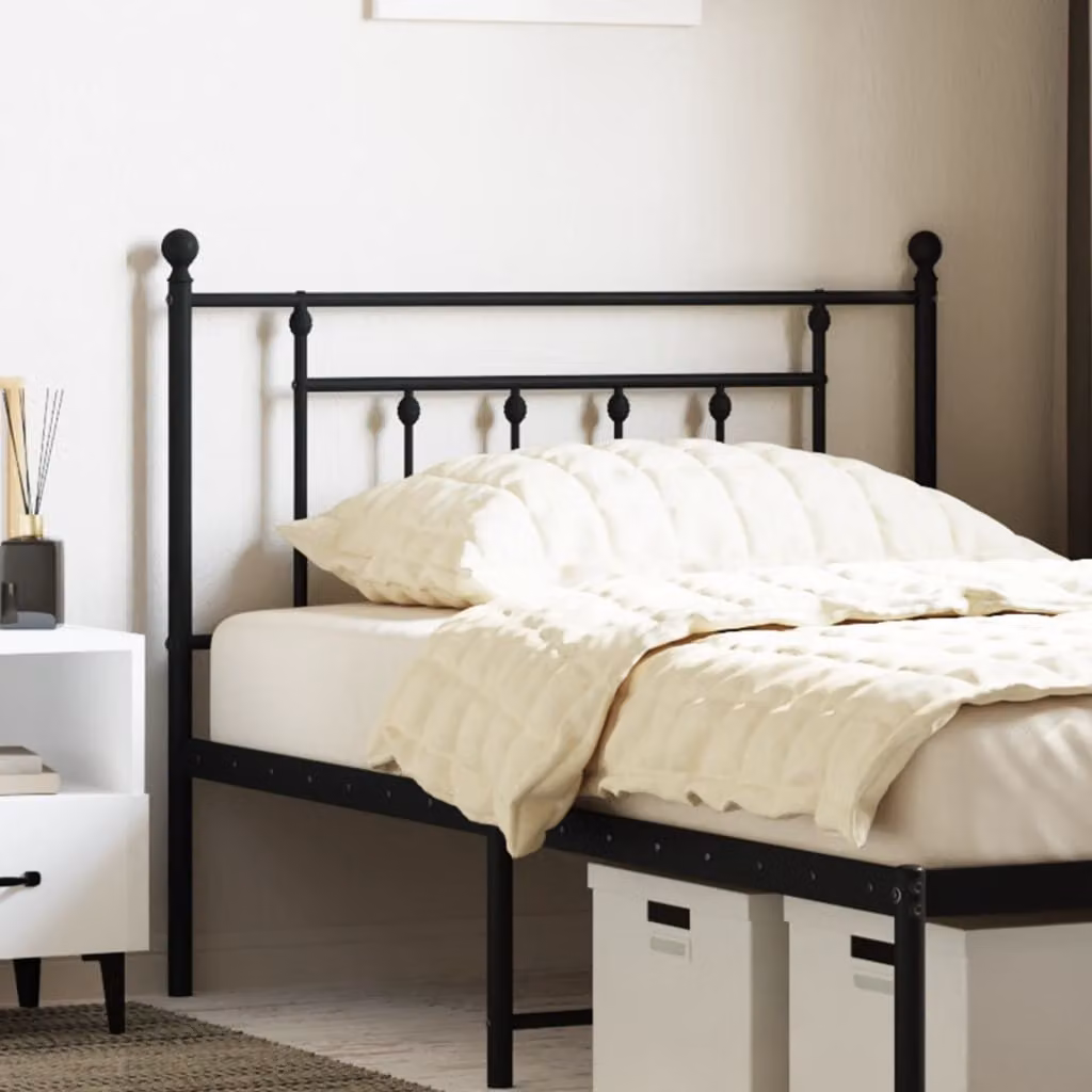 Testiera di ricambio vidaXL in metallo nero laccato, stile classico, L: 112 cm