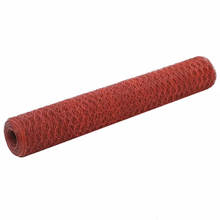 vidaXL Recinzione in filo d'acciaio con rivestimento in PVC 25x1 m rosso